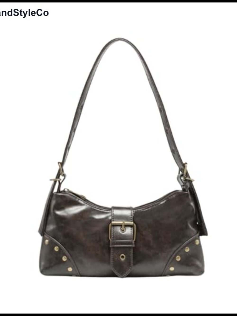 Y2K Studded Faux Leather Shoulder Bag Punk Clutch Purse